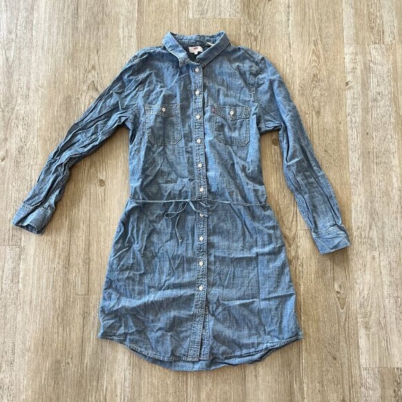 Womens Levi's Denim Button Front Long Sleeve Dress - XL - Picture 1 of 6